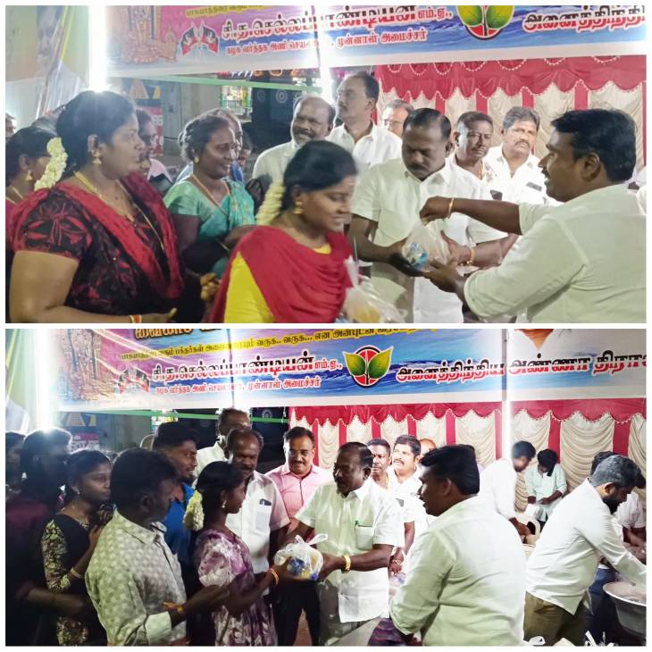 திருச்செந்தூர் வைகாசி விசாகத்தை முன்னிட்டு பாதயாத்திரை செல்லும் பக்தர்களுக்கு அதிமுக கழக மாநில வர்த்தக அணி சார்பில் முன்னாள் அமைச்சர் சி.த. செல்லப்பாண்டியன் உணவு பொட்டலம், குடிநீர் பாட்டில், பிஸ்கட் அடங்கிய தொகுப்புகளை வழங்கினார்!!