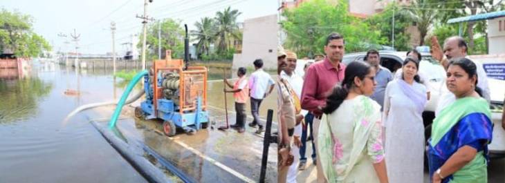 எம்பி கனிமொழி கருணாநிதி ஆய்வு – ஆதிபராசக்தி நகரில் மழைநீர் வெளியேற்றப் பணிகள் வேகம்!!
