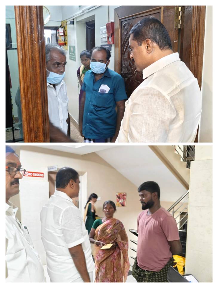 கோவில்பட்டி அரசு மருத்துவமனையில் சிகிச்சை பெறும் இரு நோயாளிகளுக்கு ஆறுதல் அளித்த எம்.எல்.ஏ ஜி.வி. மார்கண்டேயன்!!
